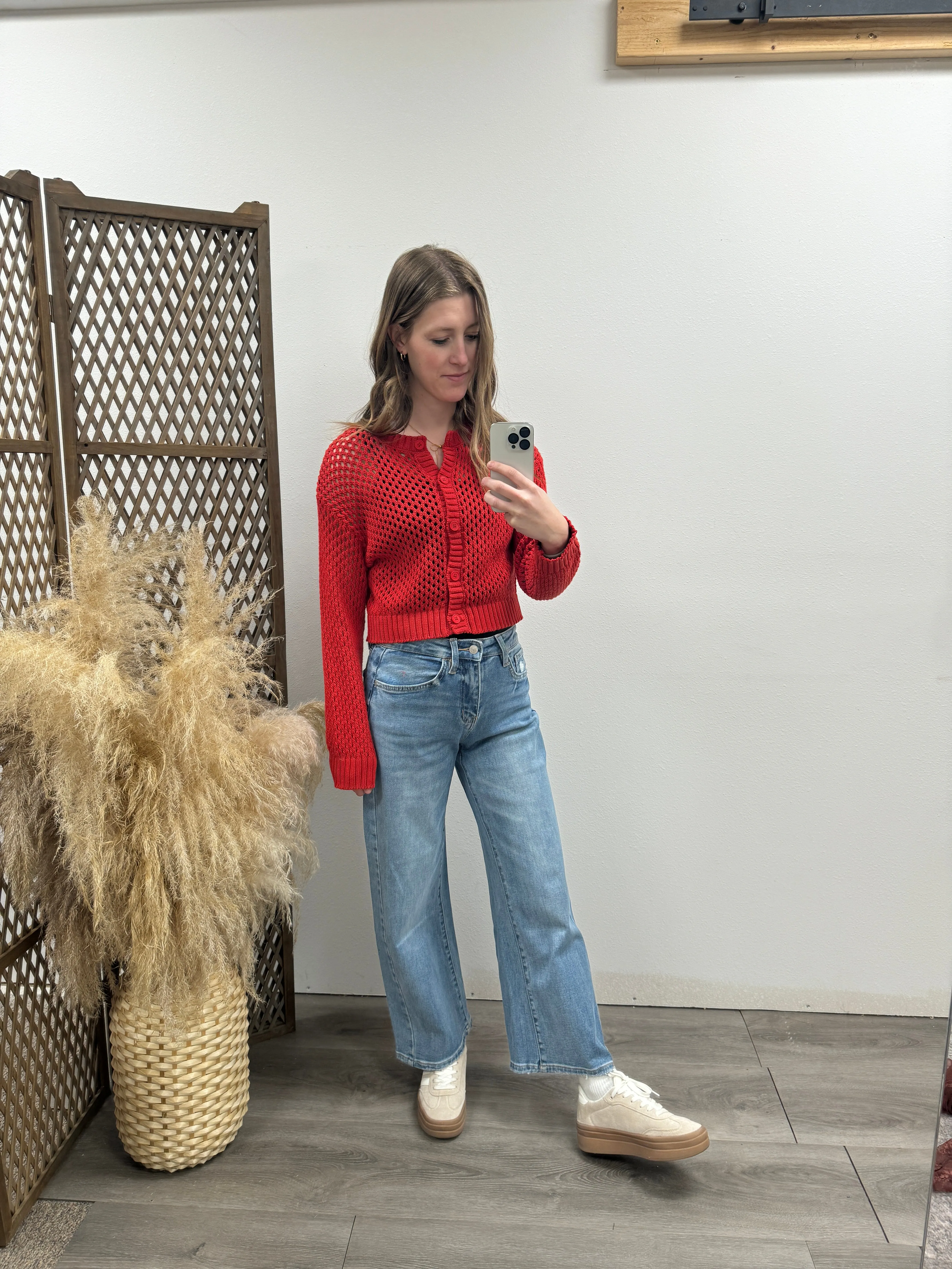 Crochet Knitted Button Down Cardigan