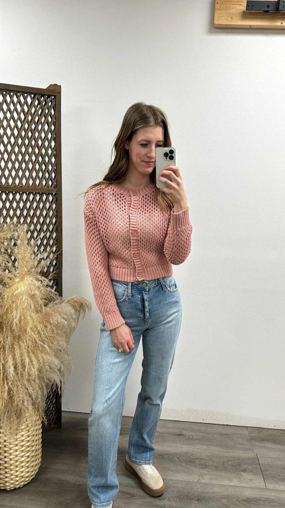 Crochet Knitted Button Down Cardigan