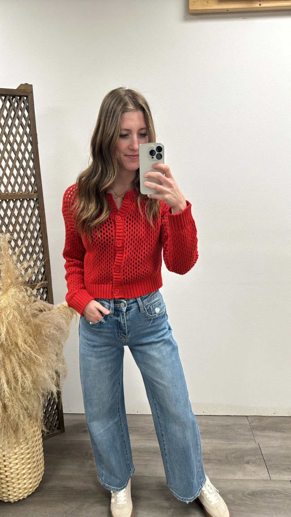 Crochet Knitted Button Down Cardigan