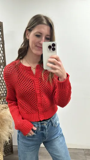 Crochet Knitted Button Down Cardigan
