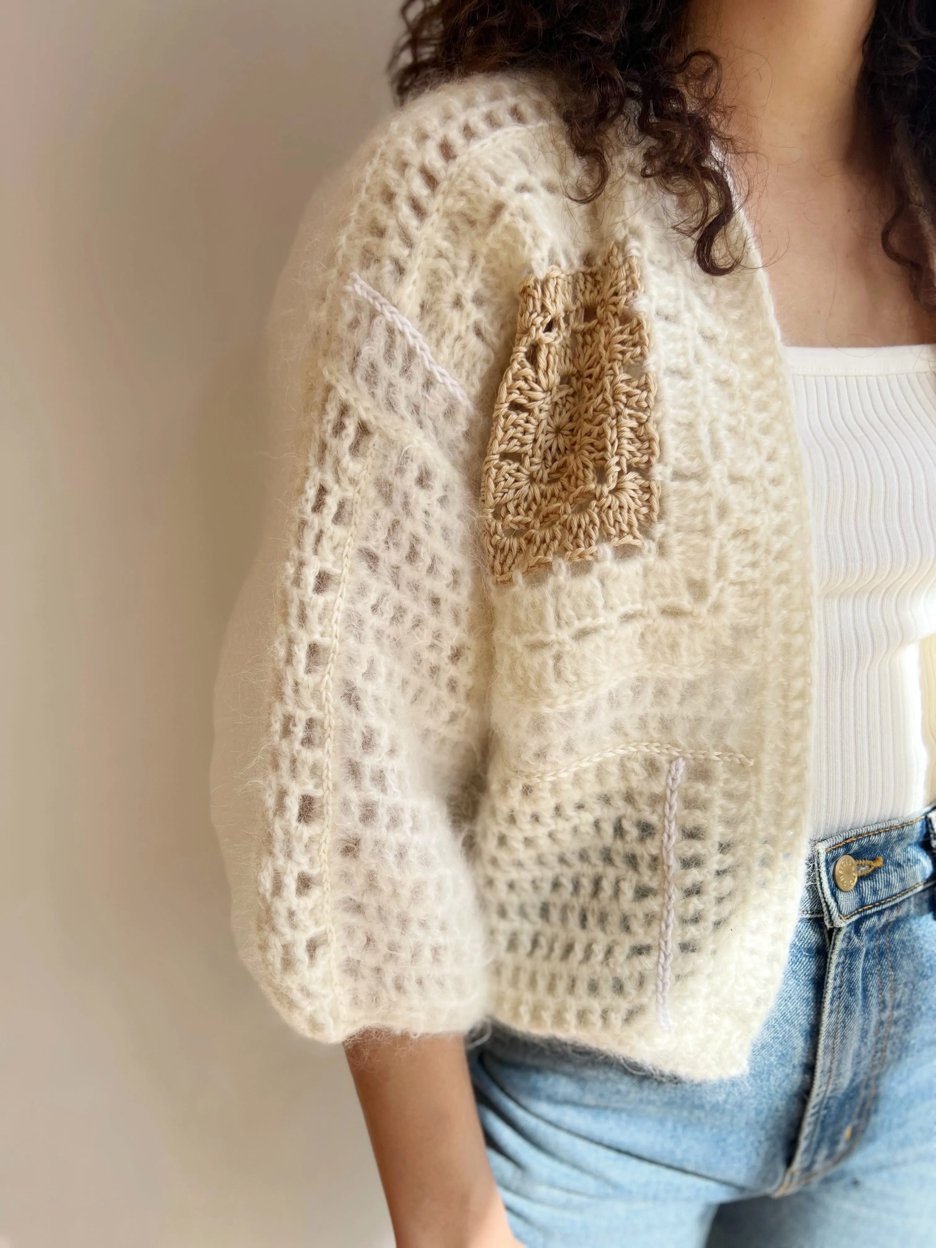 Crochet Patchwork Bomber Cardigan