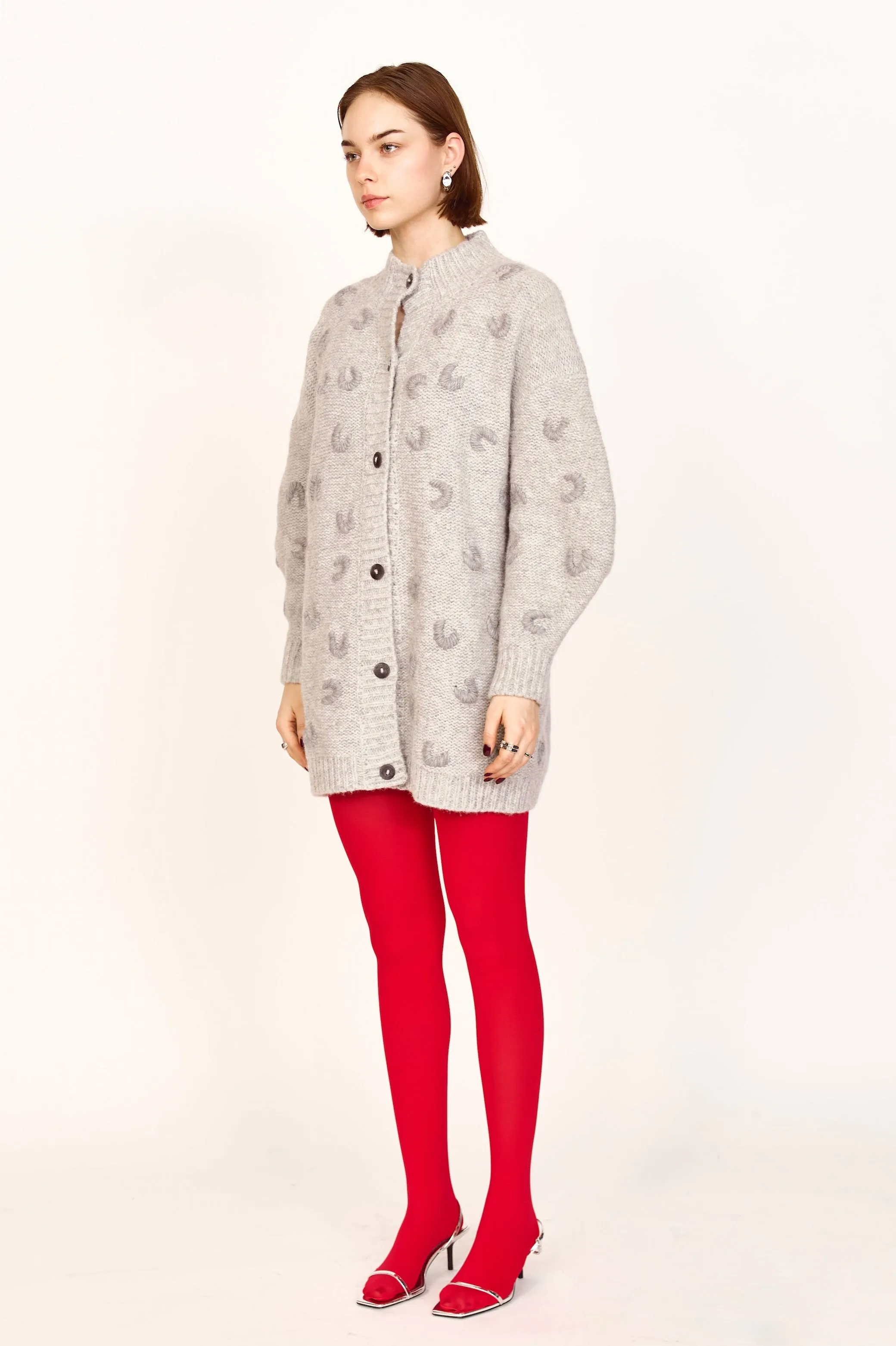 Cusco Long Croissant Cardigan in Dove Grey