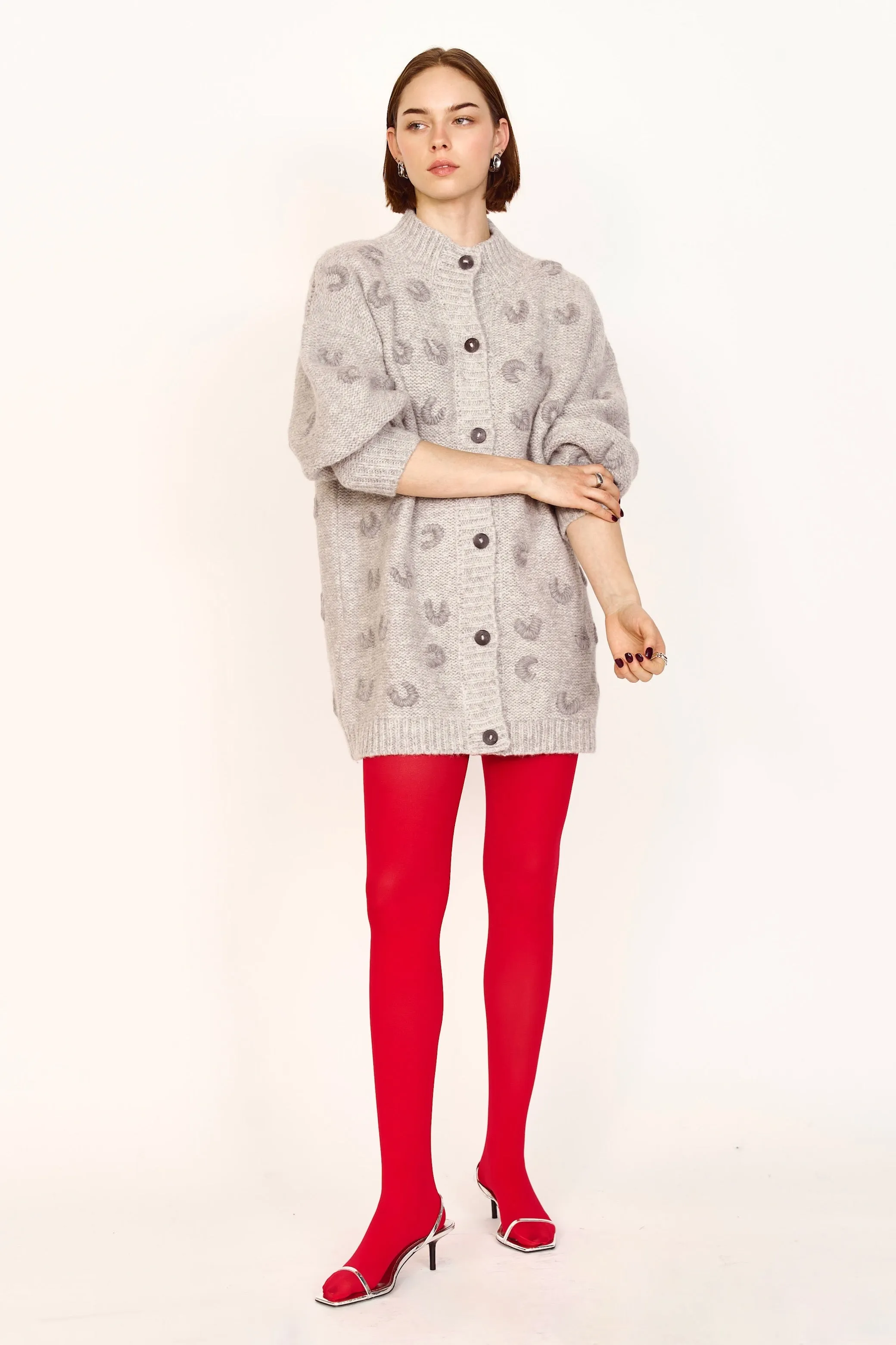 Cusco Long Croissant Cardigan in Dove Grey