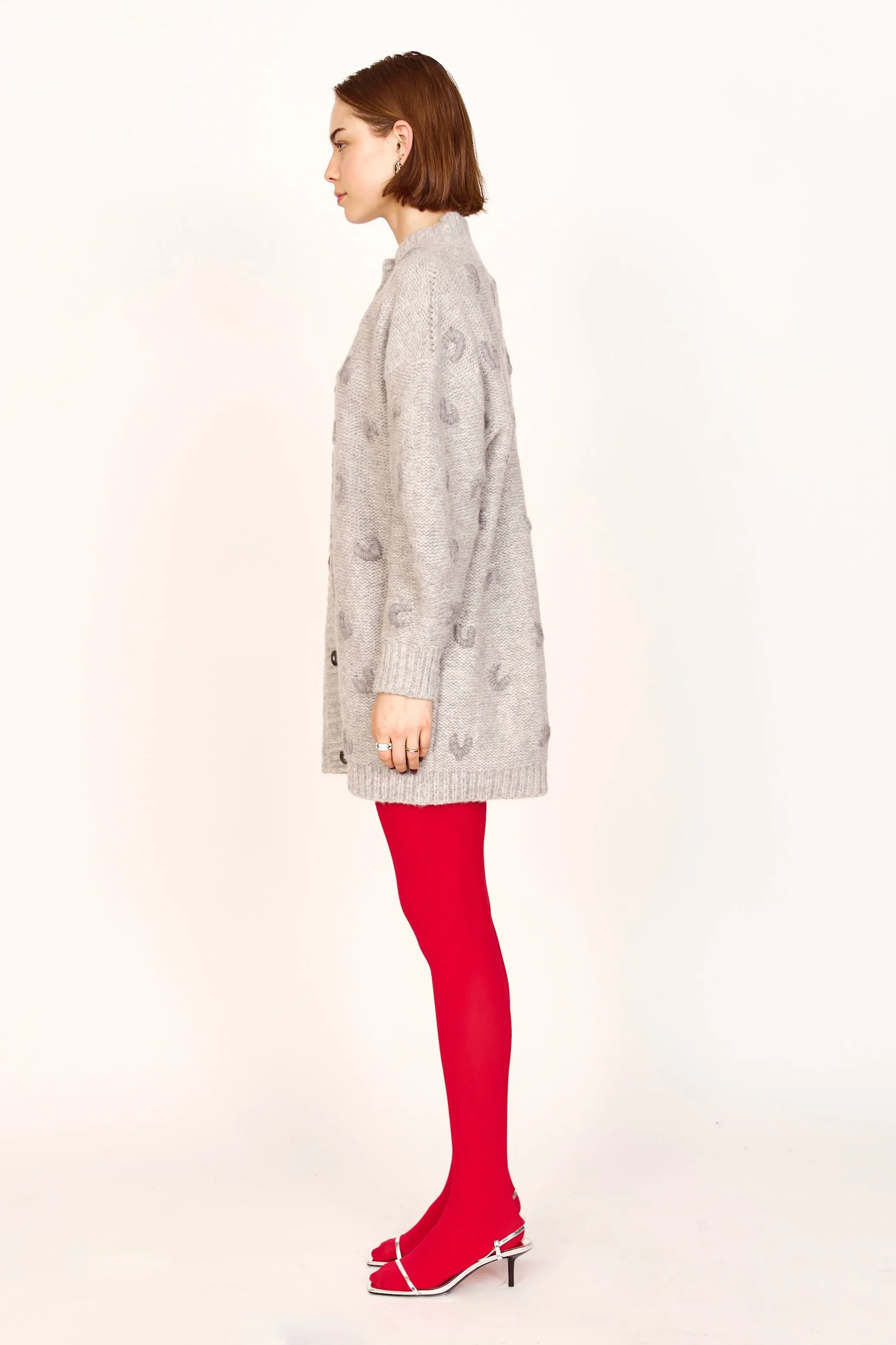 Cusco Long Croissant Cardigan in Dove Grey