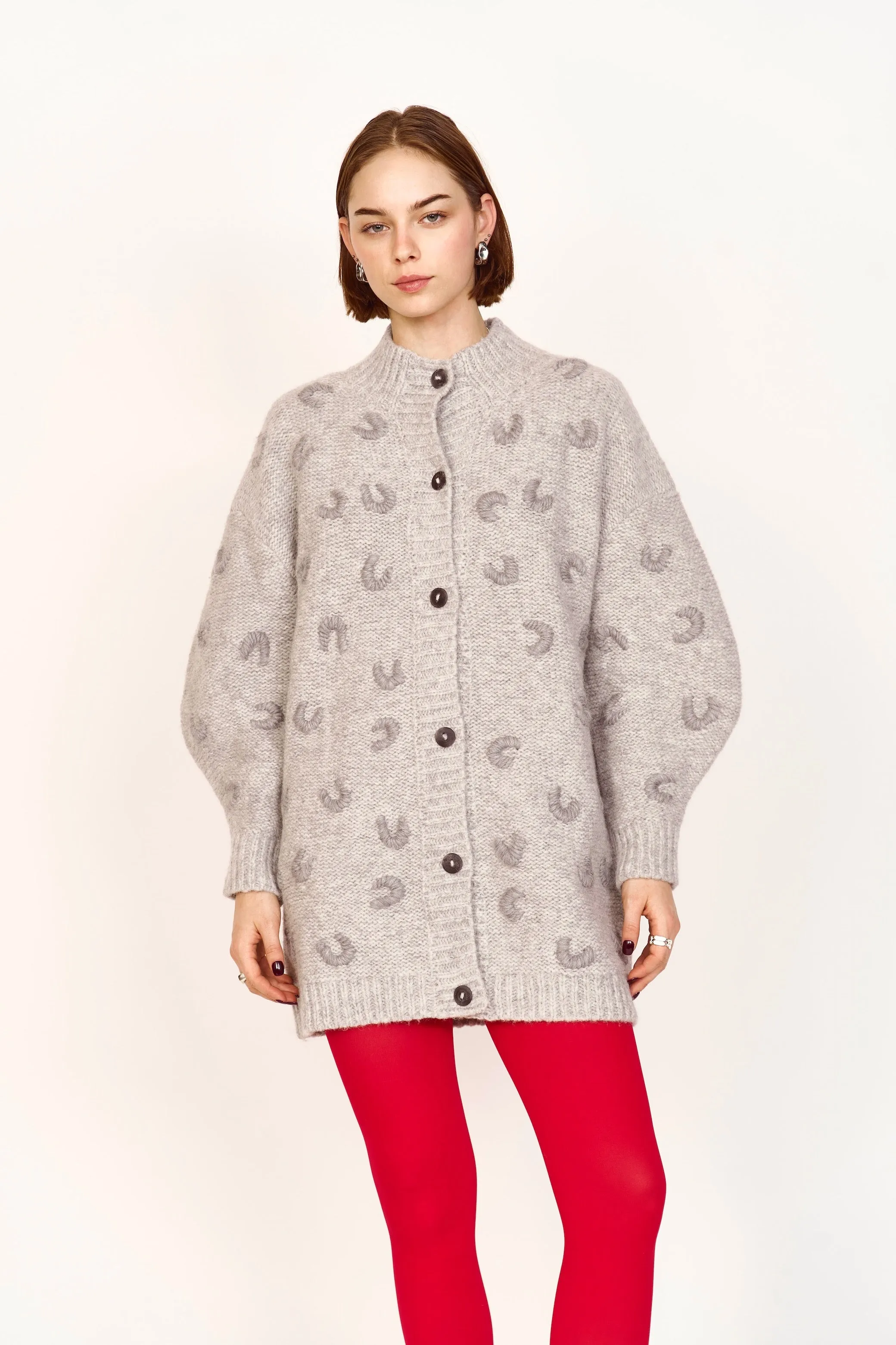 Cusco Long Croissant Cardigan in Dove Grey