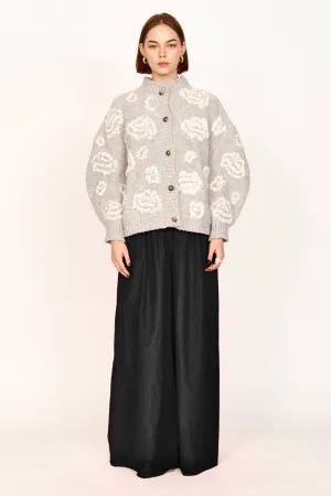 Cusco Waterlily Cardigan in Dove Grey/Ivory
