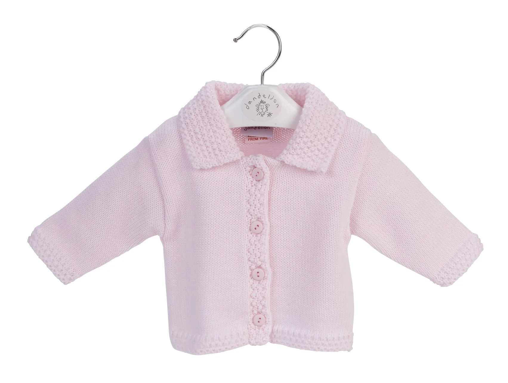 Dandelion Knitted Cardigan with Collar - Pink