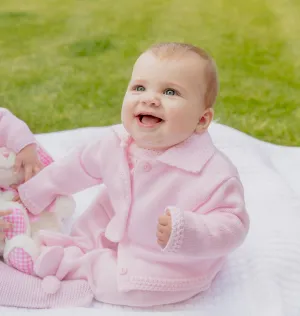 Dandelion Knitted Cardigan with Collar - Pink