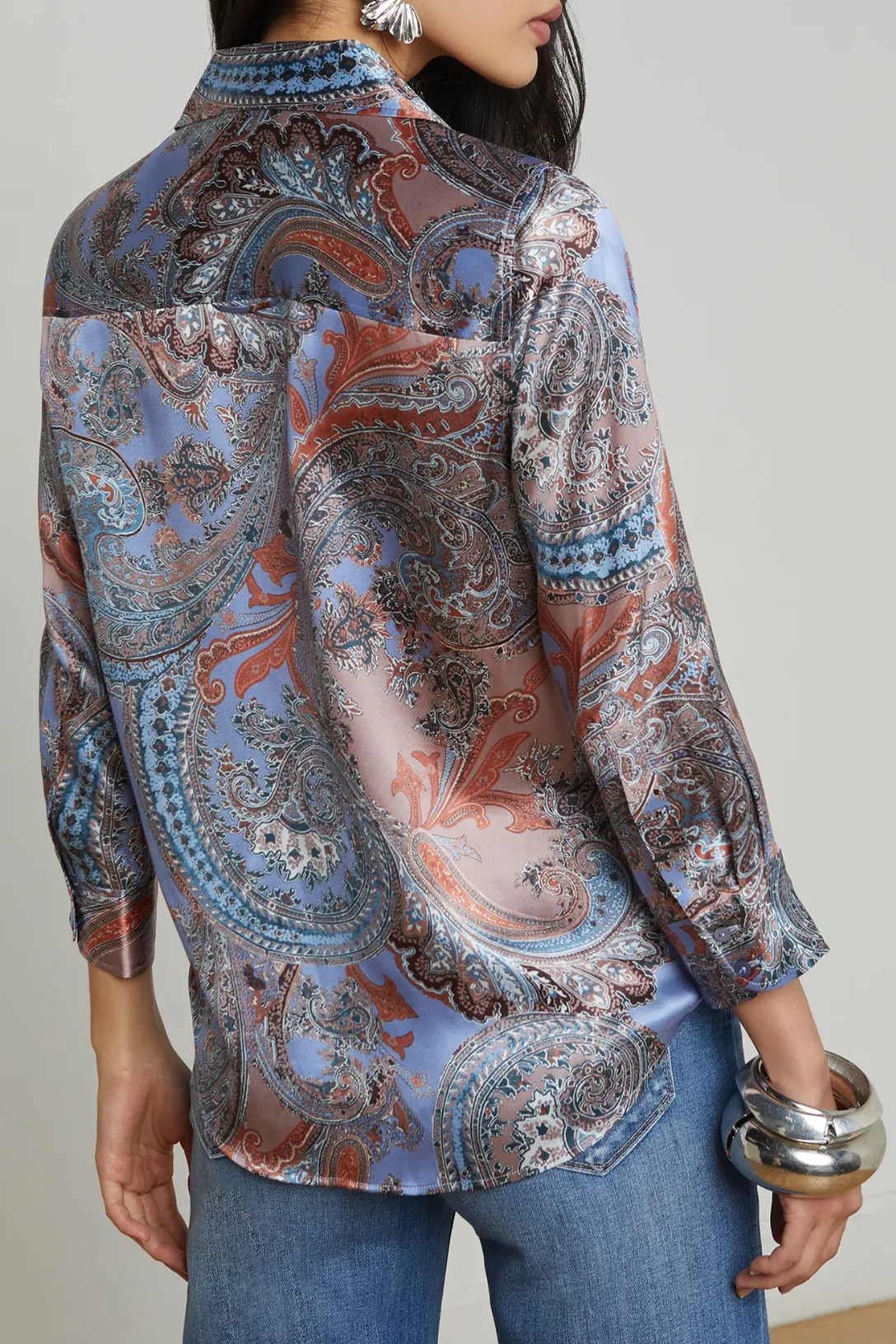 Dani Silk Blouse | Periwinkle Multi French Paisley