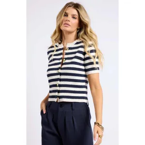DAPHNE STRIPED BUTTON CARDIGAN