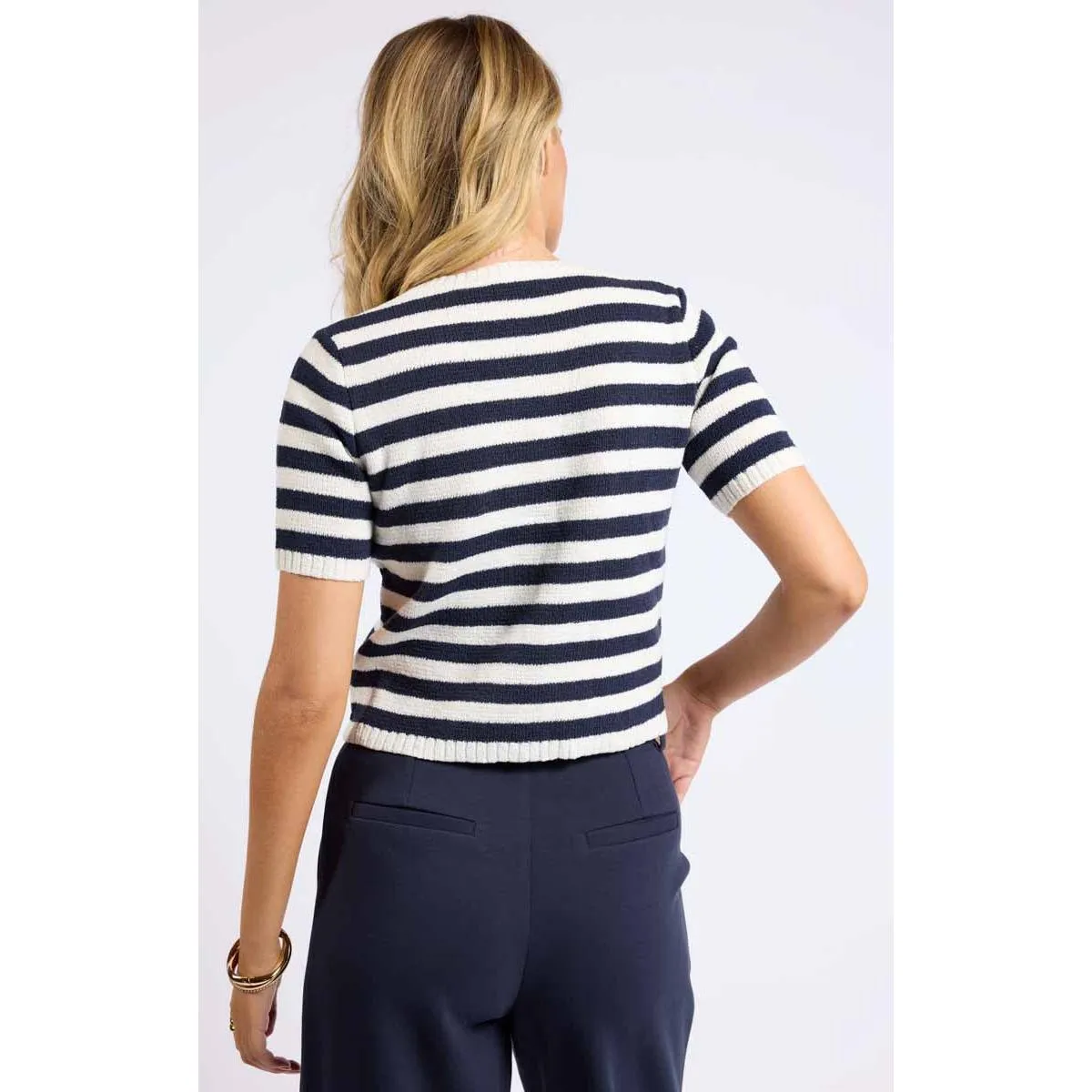 DAPHNE STRIPED BUTTON CARDIGAN