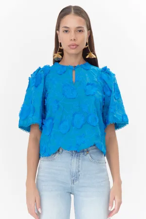 Darby 3D Embroidered Scalloped Hem Blouse