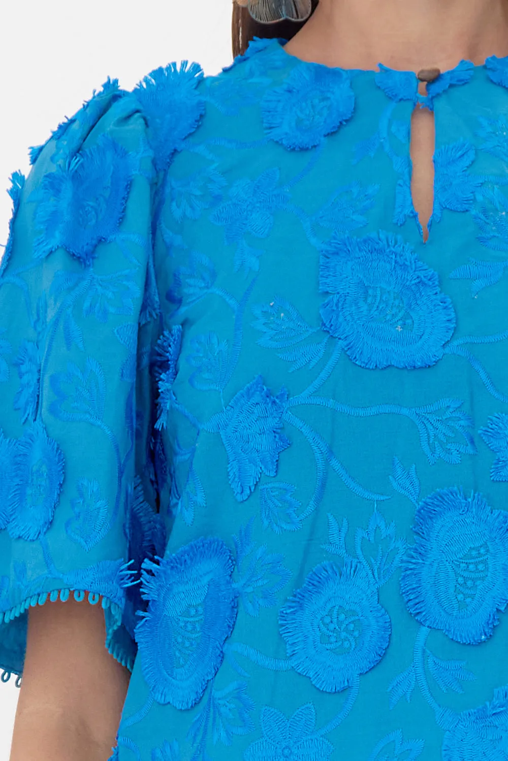 Darby 3D Embroidered Scalloped Hem Blouse