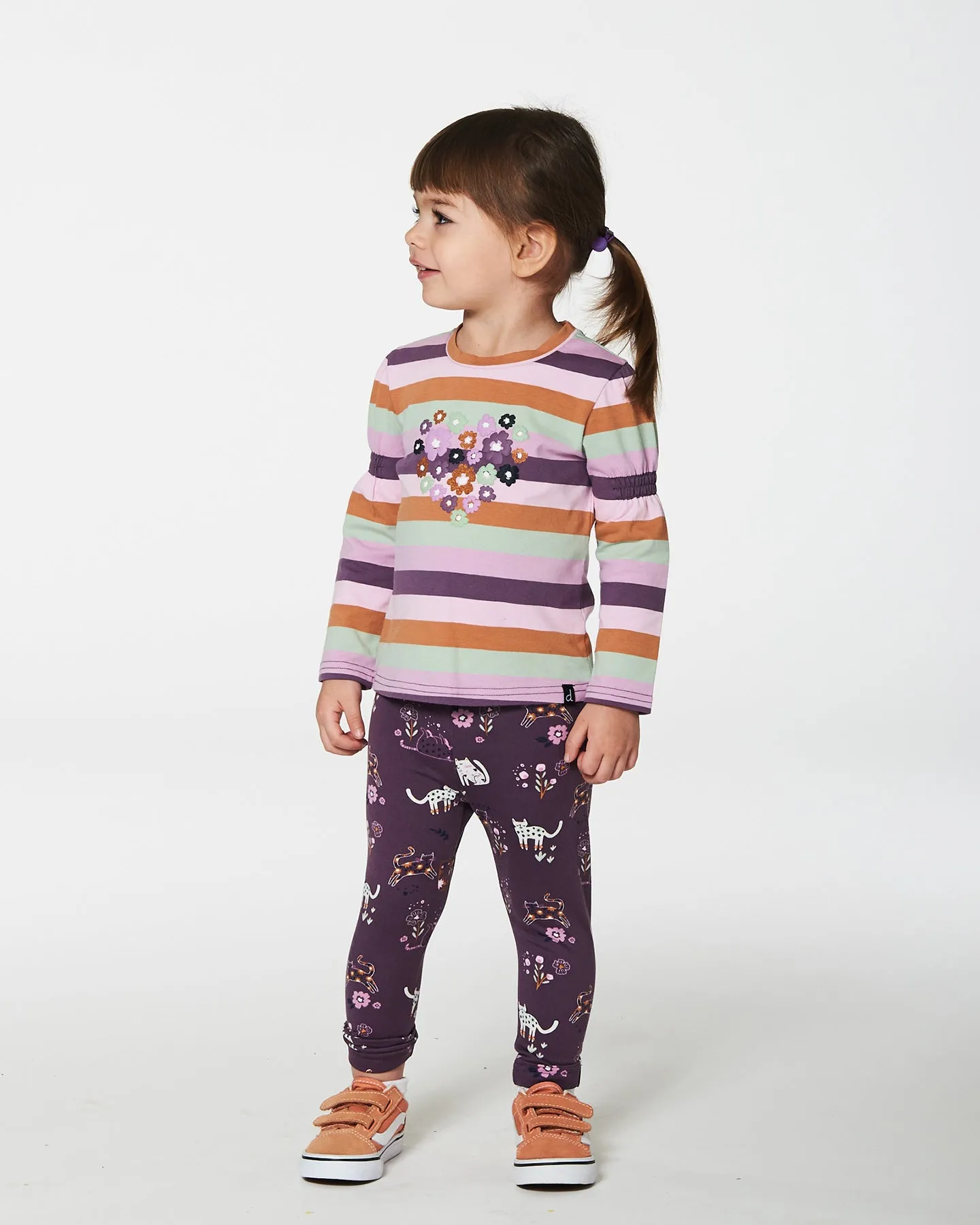 Deux Par Deux Cat Printed Brushed Legging