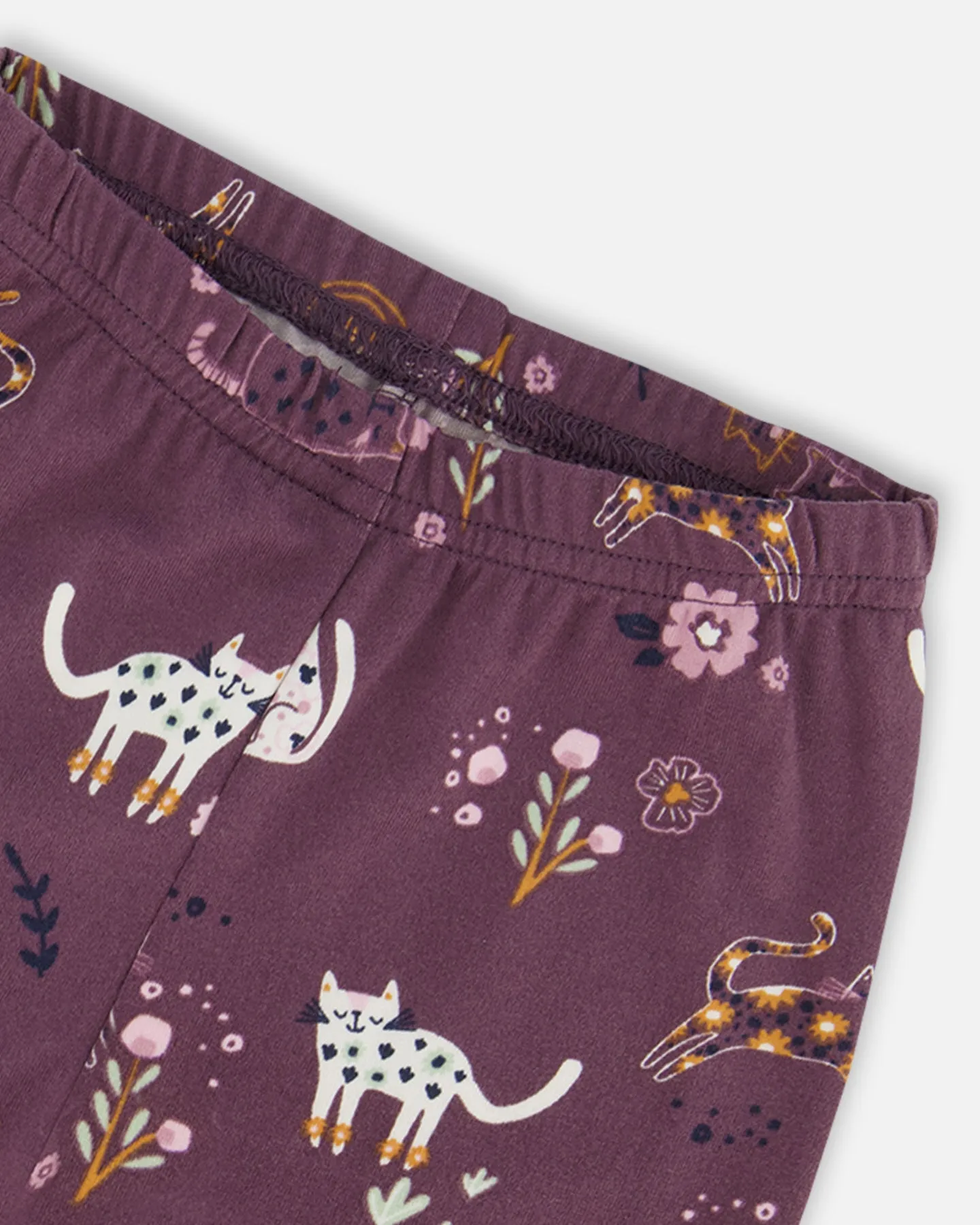 Deux Par Deux Cat Printed Brushed Legging