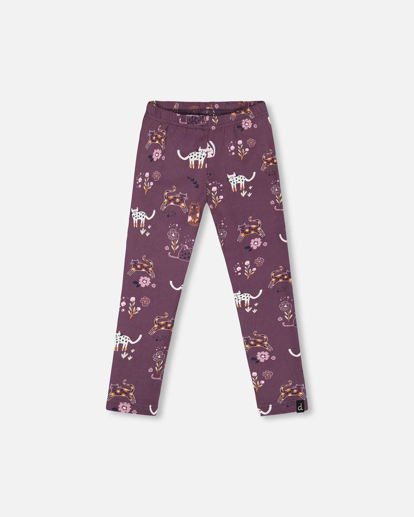 Deux Par Deux Cat Printed Brushed Legging