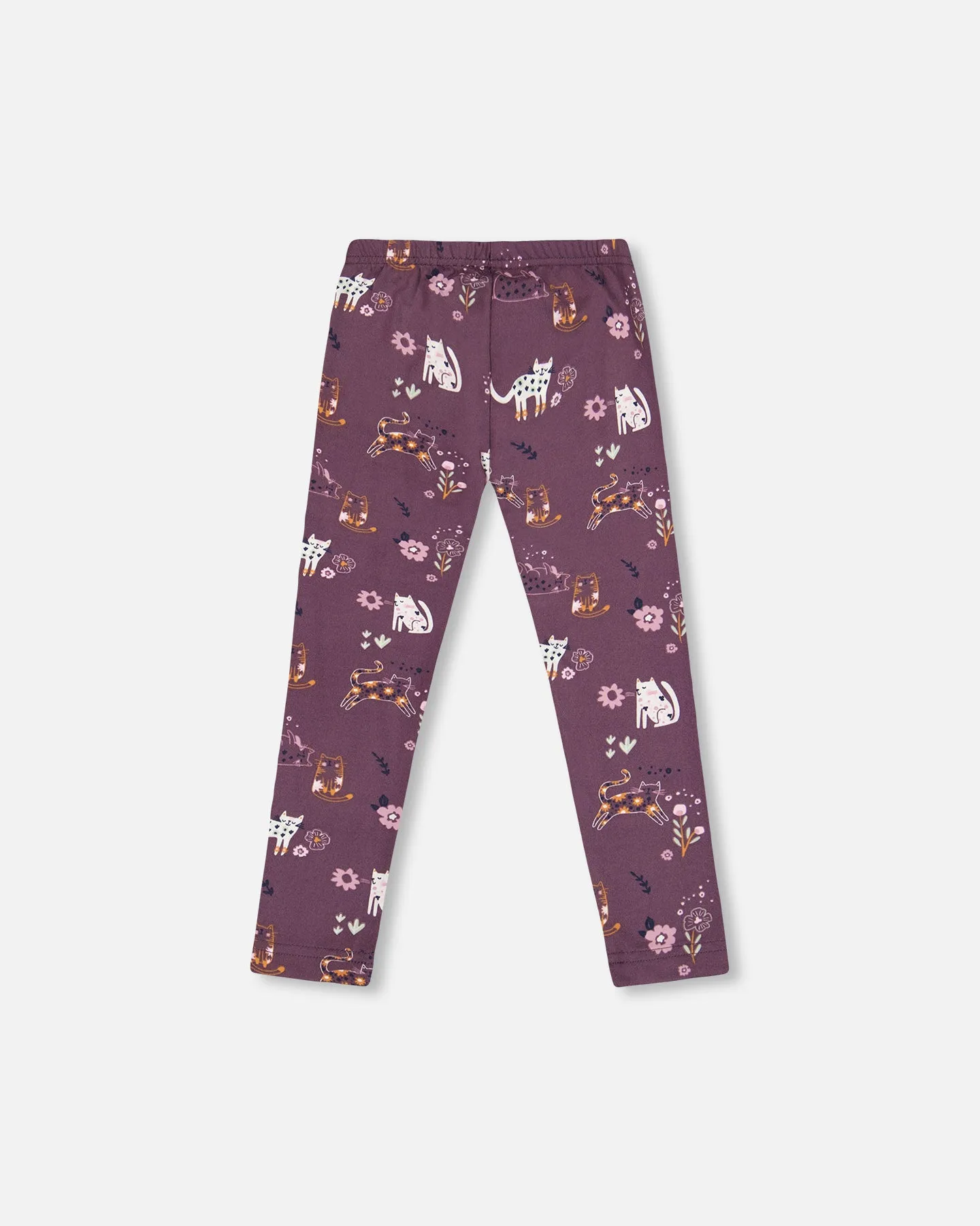 Deux Par Deux Cat Printed Brushed Legging