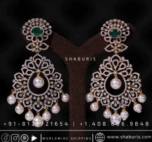 Diamond Jhumka chandbali silver jewelry diamond jewelry designs indian wedding jewelry indian bridal jewelry south indian bride - SHABURIS