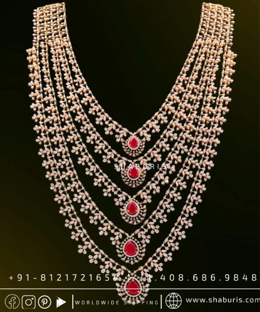 Diamond Panch Lada sath lada Diamond Layer Haram Mens Jewelry Grooms Jewelry Indian wedding Jewelry Unisex jewelry silver Jewelry - SHABURIS