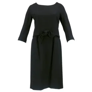 DIOR 60s Couture Black Two-Piece Wool Dress