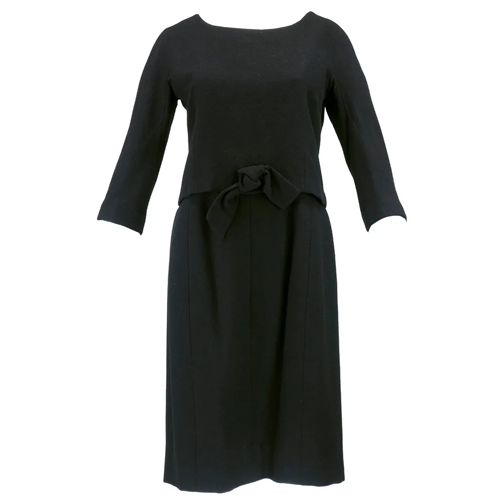 DIOR 60s Couture Black Two-Piece Wool Dress