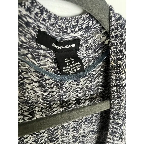DKNY JEANS Gray Open Front Knit Cardigan Sweater Short Sleeves Womens XL