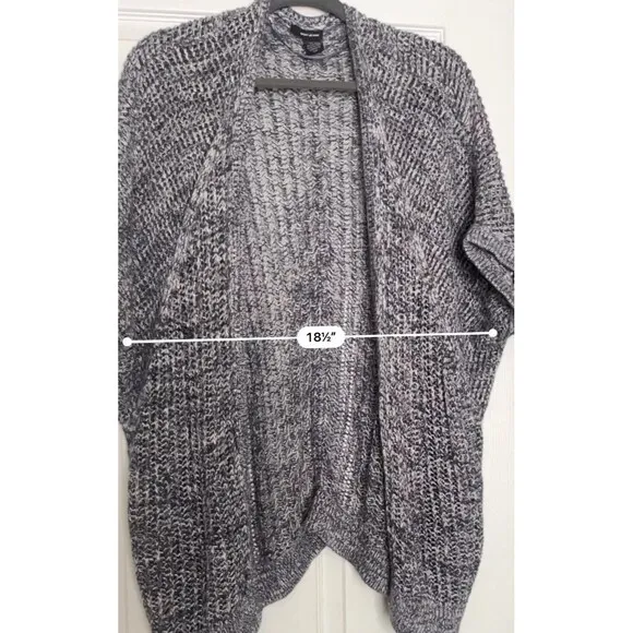 DKNY JEANS Gray Open Front Knit Cardigan Sweater Short Sleeves Womens XL