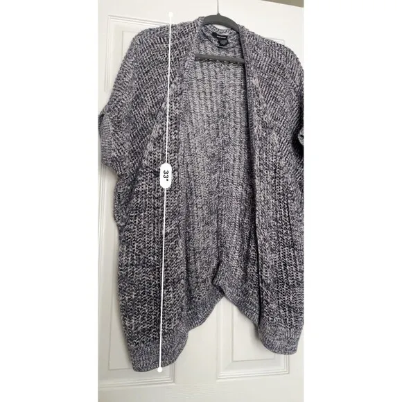 DKNY JEANS Gray Open Front Knit Cardigan Sweater Short Sleeves Womens XL