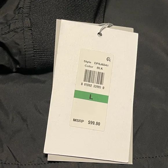 DKNY SPORT ZIP-UP WINDBREAKER JACKET LOGO WOMEN POCKETS BLACK COLOR SIZE LARGE