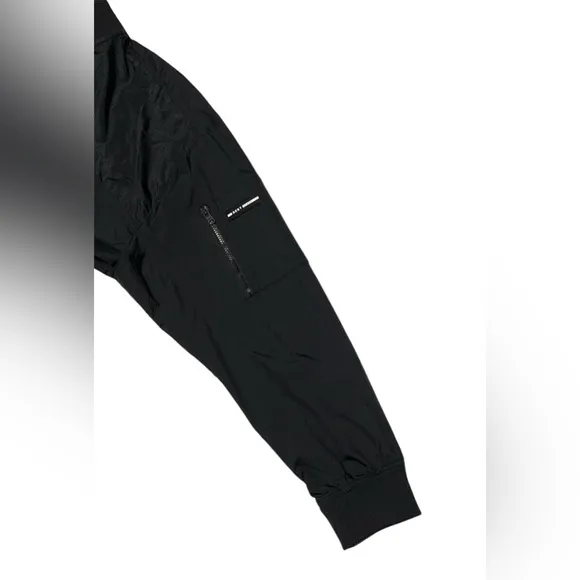 DKNY SPORT ZIP-UP WINDBREAKER JACKET LOGO WOMEN POCKETS BLACK COLOR SIZE LARGE
