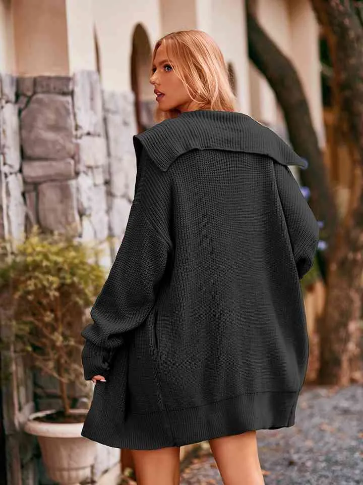 Dropped Shoulder Long Sleeve Cardigan (3 Colors)