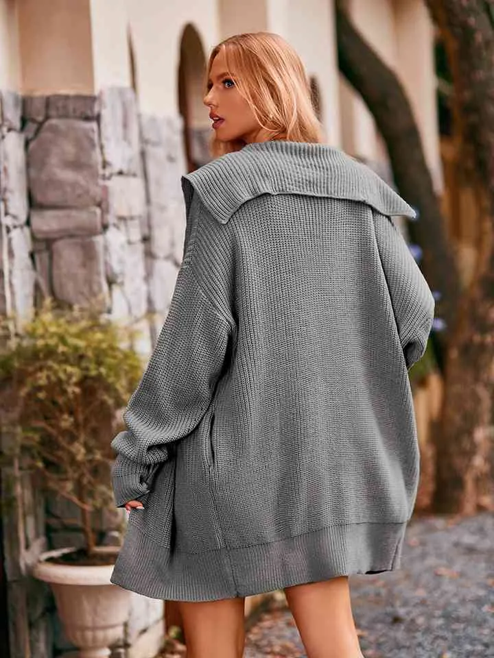 Dropped Shoulder Long Sleeve Cardigan (3 Colors)