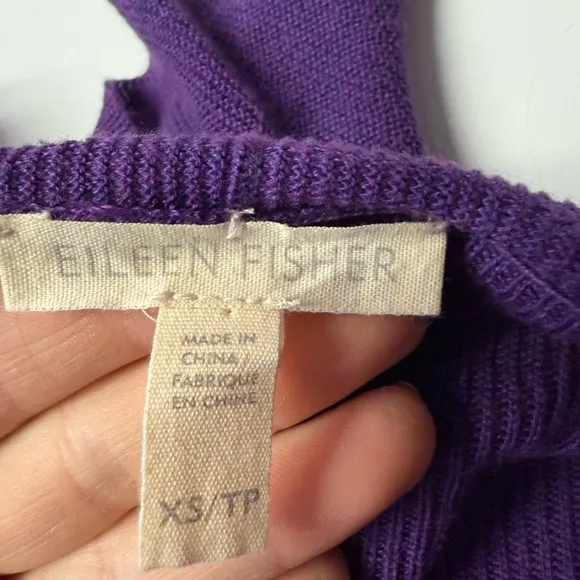 Eileen Fisher Cardigan Draped Purple Open Front Cardigan Sweater Relaxed Fit XS