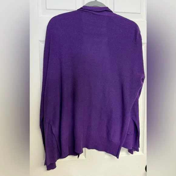 Eileen Fisher Cardigan Draped Purple Open Front Cardigan Sweater Relaxed Fit XS