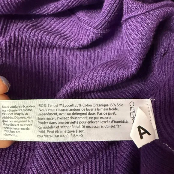 Eileen Fisher Cardigan Draped Purple Open Front Cardigan Sweater Relaxed Fit XS