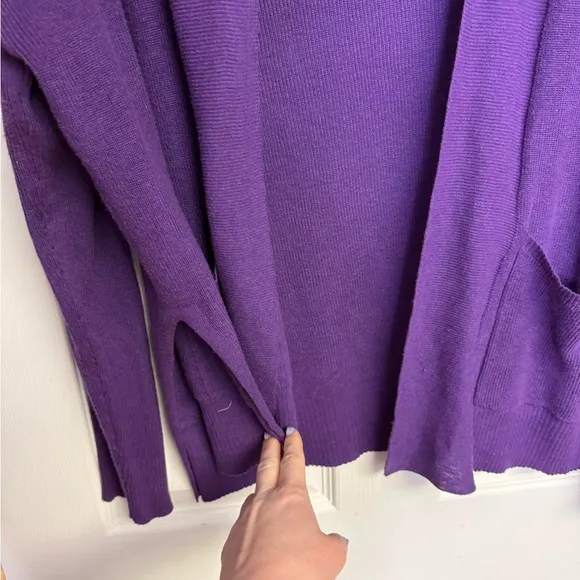 Eileen Fisher Cardigan Draped Purple Open Front Cardigan Sweater Relaxed Fit XS