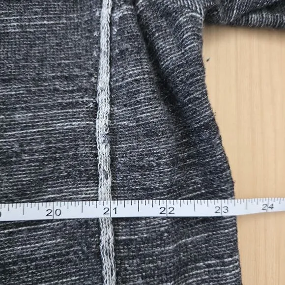 Eileen Fisher Organic Cotton Open Front Knit Long Cardigan Charcoal Gray Size L