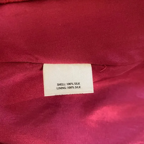 Eileen Fisher Silk Button Down Cardigan Blazer Crinkle Jacket Red