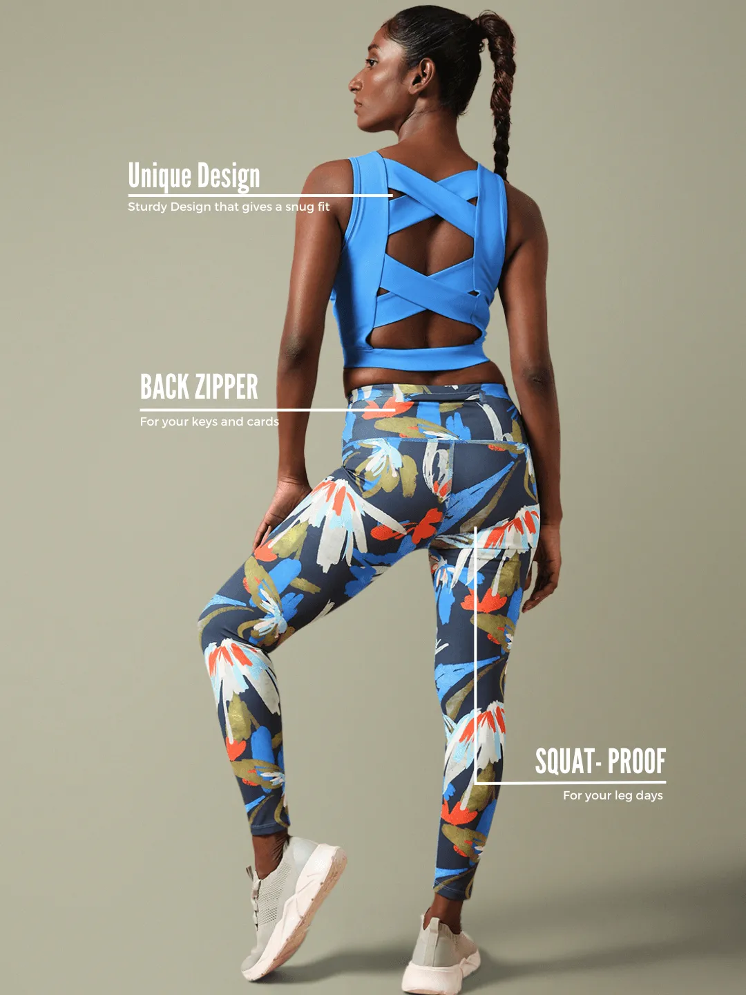 Electric Blue Crossback Crop Top & Euphora 7/8 Leggings