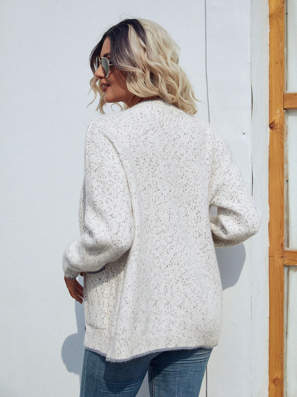 Elena Button Down V-Neck Cardigan with Pockets