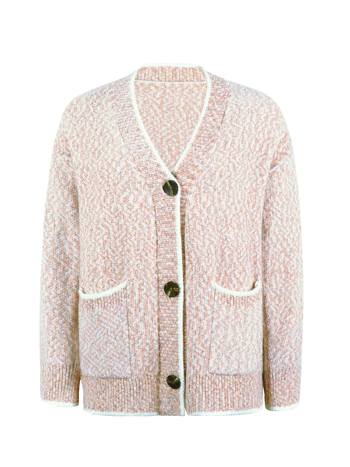 Elena Button Down V-Neck Cardigan with Pockets
