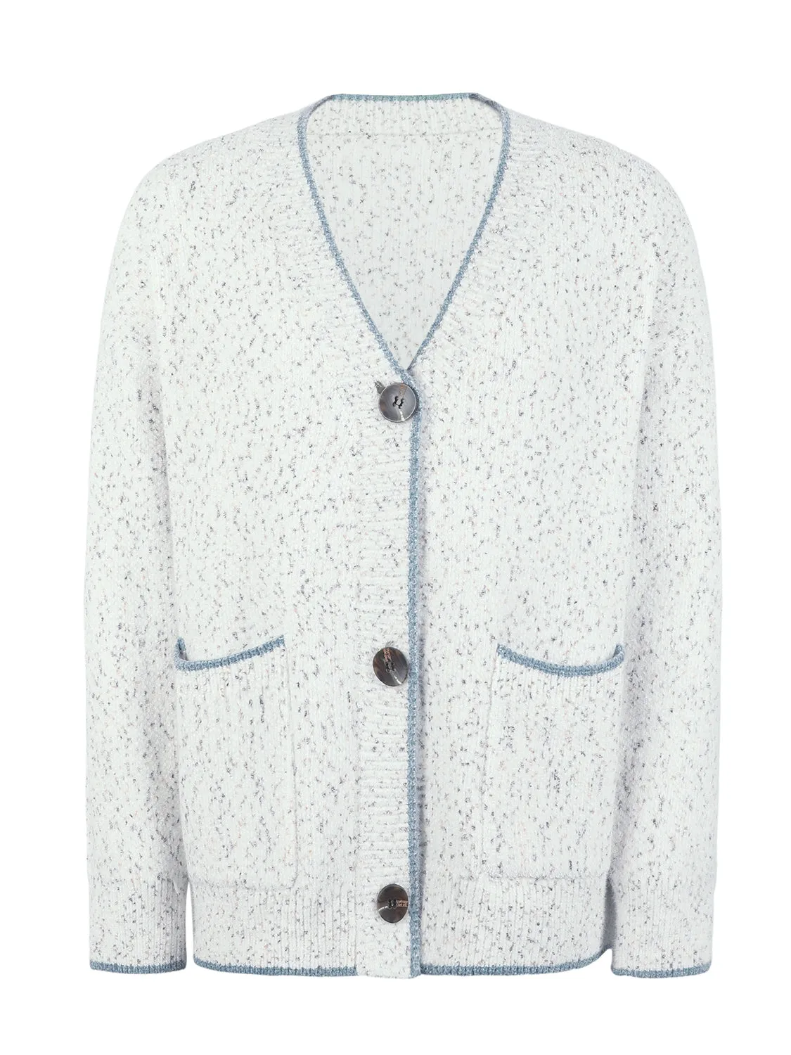 Elena Button Down V-Neck Cardigan with Pockets