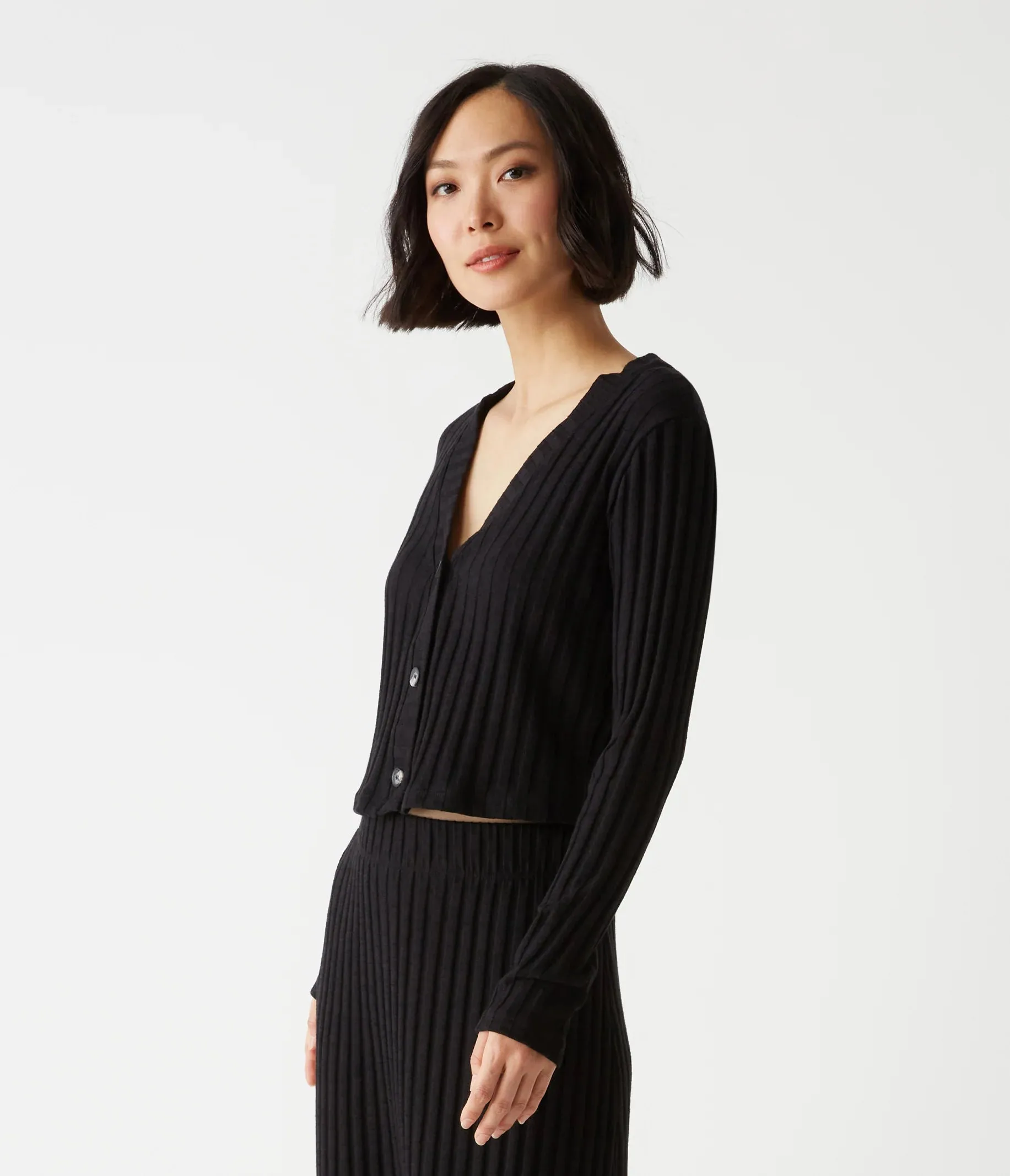 Ellis V-Neck Cardigan | Black Marl
