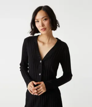 Ellis V-Neck Cardigan | Black Marl