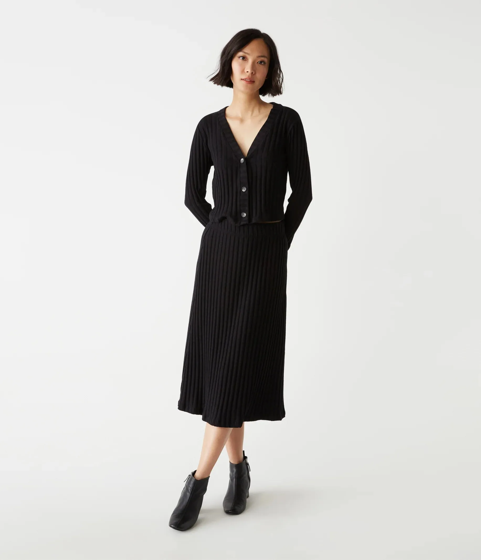 Ellis V-Neck Cardigan | Black Marl