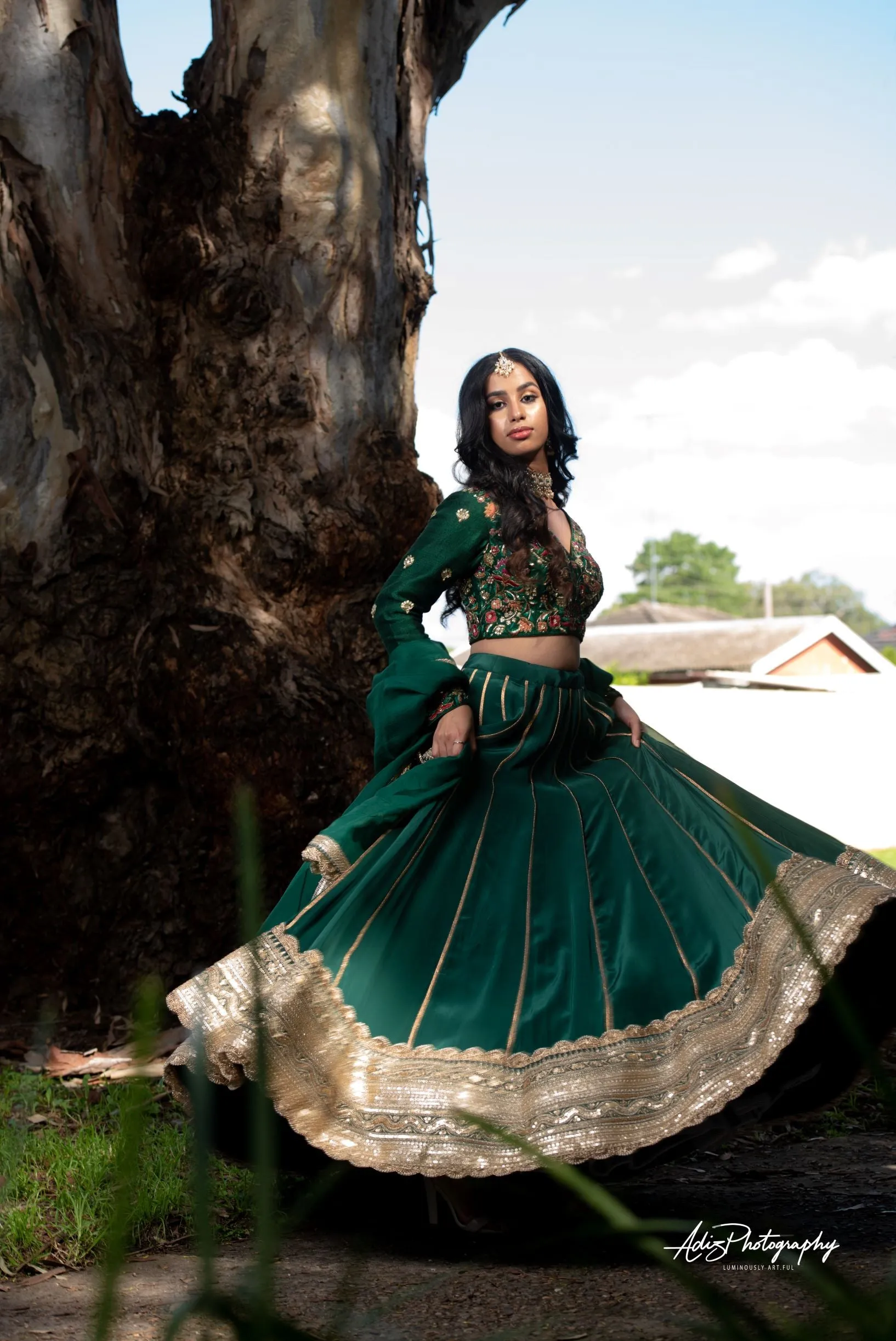 Emerald Green Lehenga Set from Gamila Collection