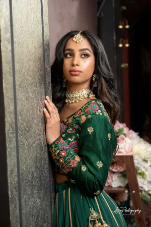 Emerald Green Lehenga Set from Gamila Collection