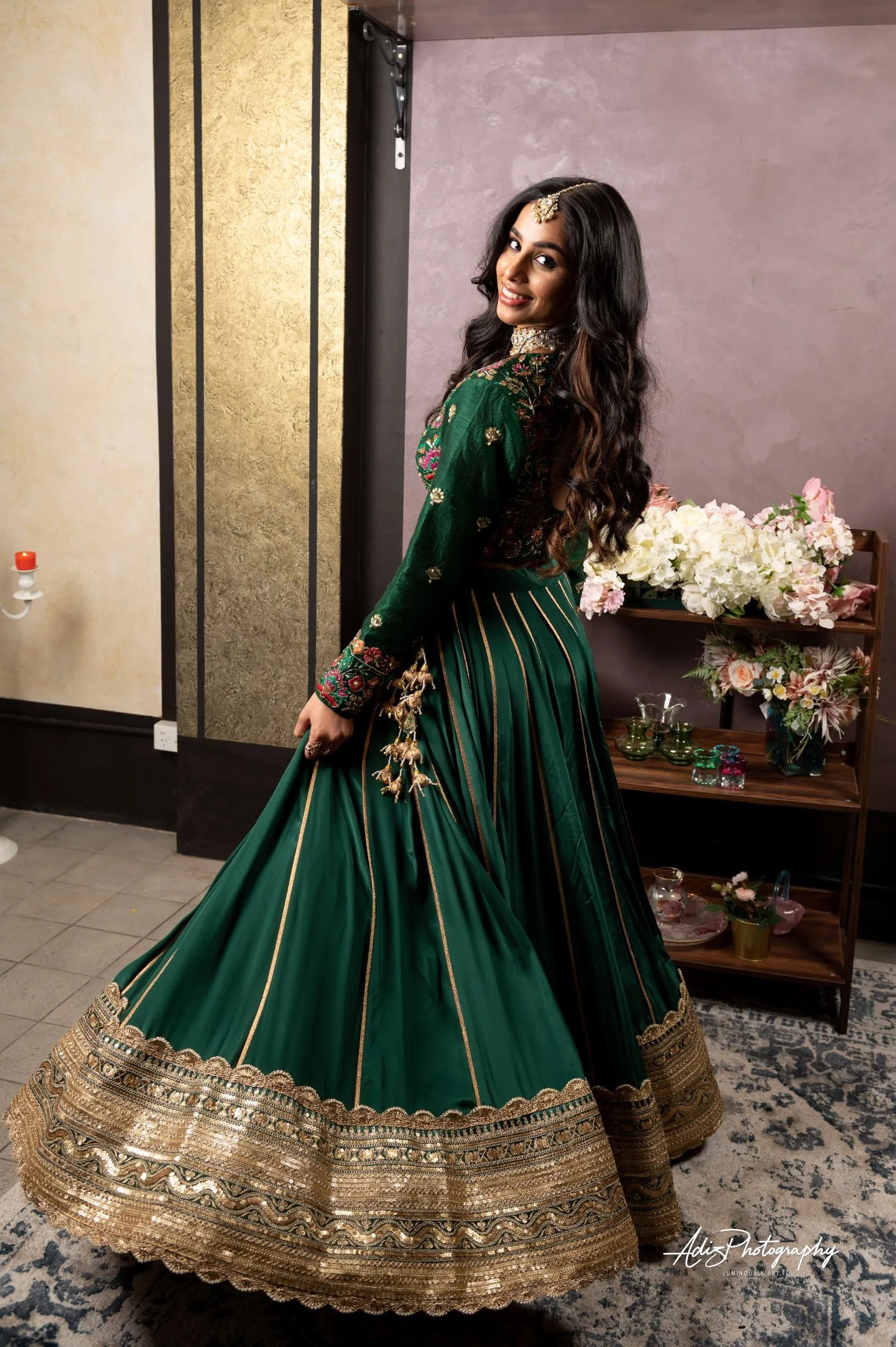 Emerald Green Lehenga Set from Gamila Collection