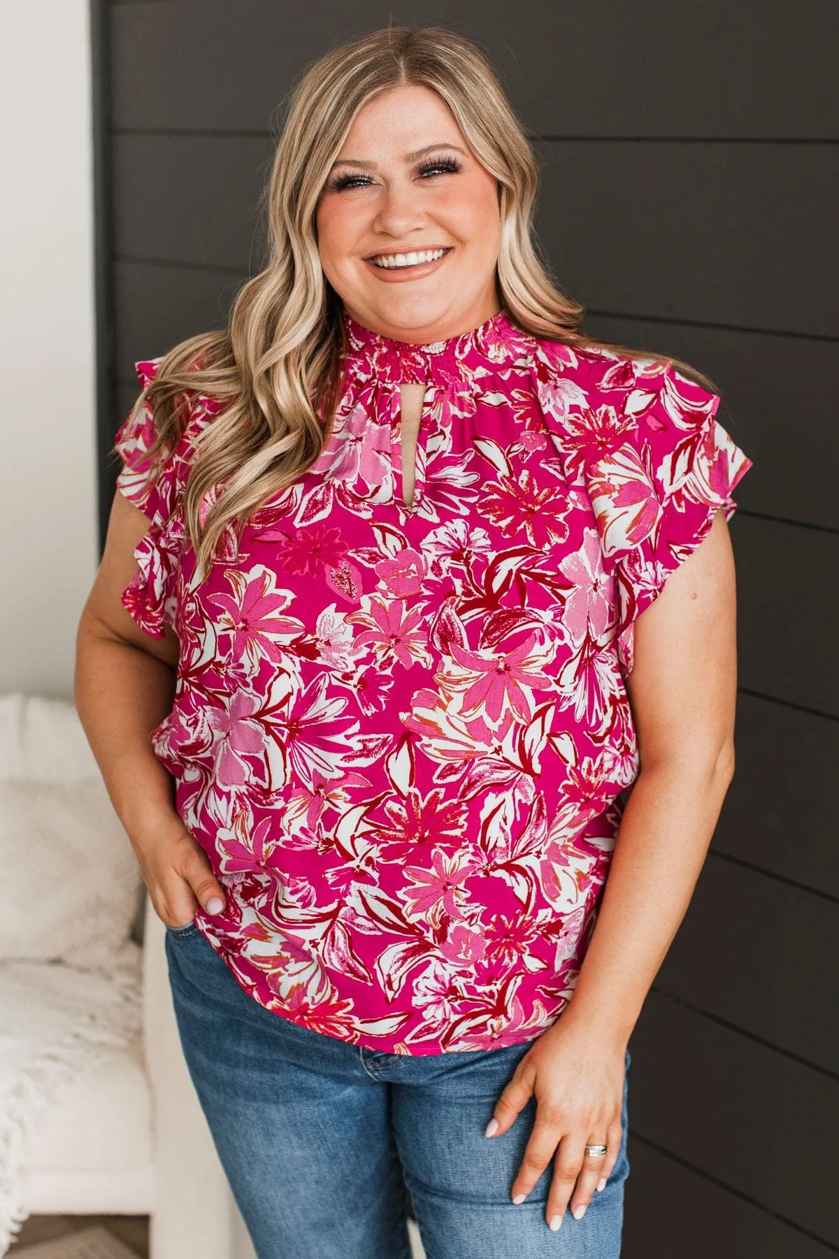 Enchanting Evenings Floral Blouse- Fuchsia