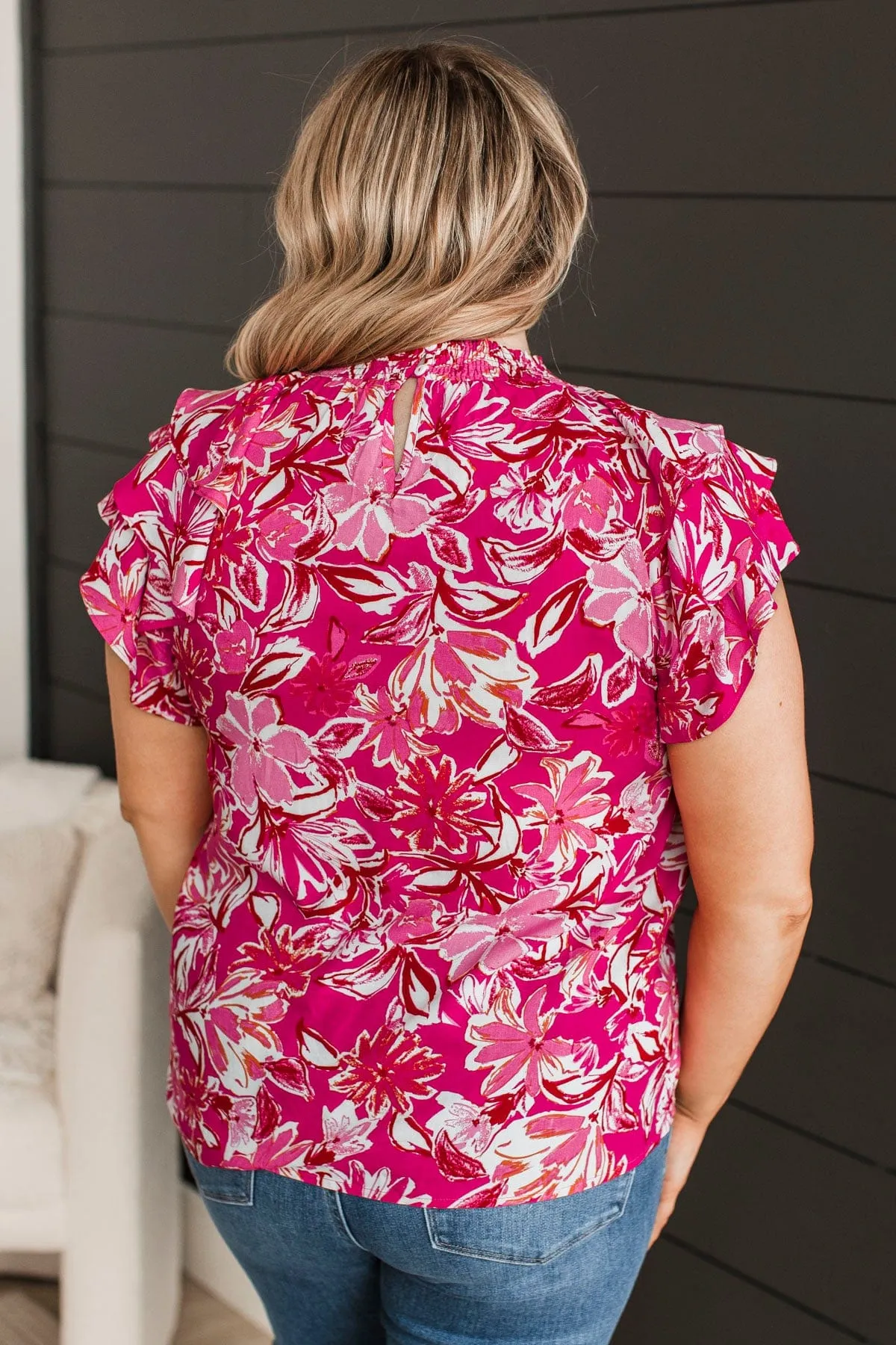 Enchanting Evenings Floral Blouse- Fuchsia